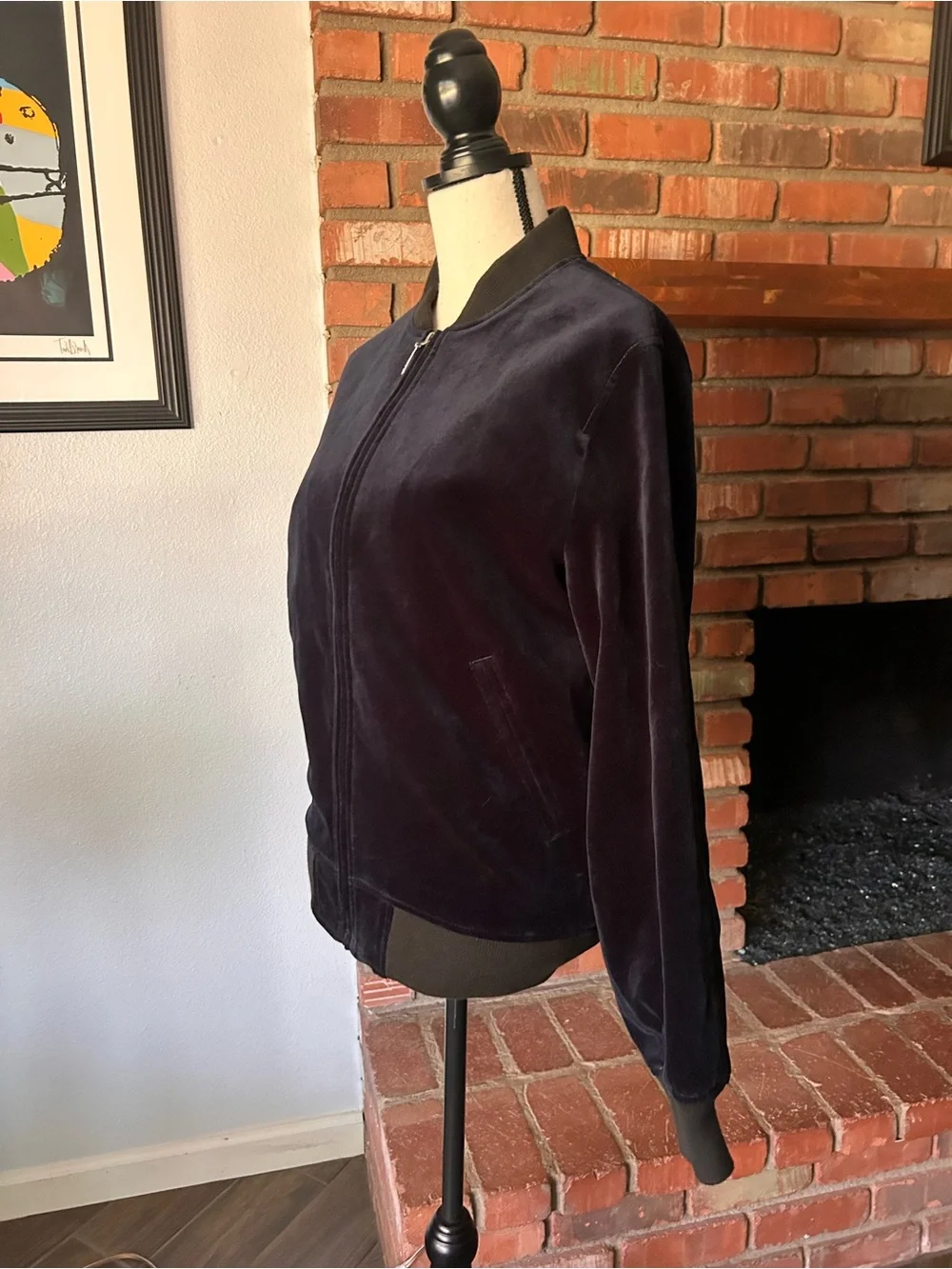 J. Crew Men’s Ludlow Velvet Bomber Jacket in Navy Blue Sz S
